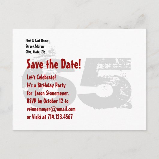 Moderne Save the Date 65th Verjaardagsfeest V19 Aankondigingskaart (Achterkant)