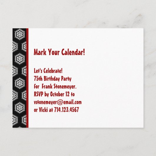 Moderne Save the Date 75e verjaardagsfeest R202 Aankondigingskaart (Achterkant)