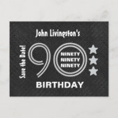 Moderne Save the Date 90th Verjaardagsfeest V90F Aankondigingskaart (Voorkant)