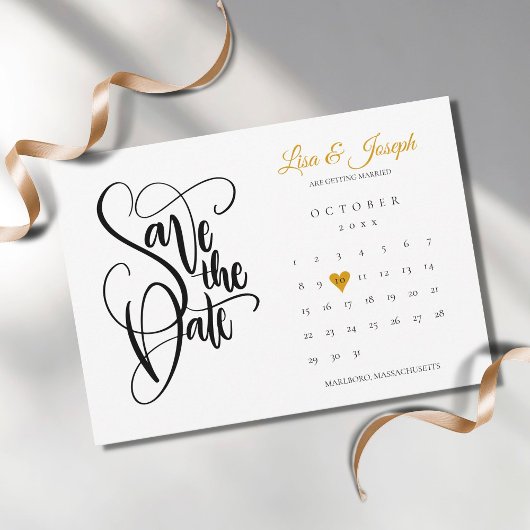Moderne Save the Date Agenda Gouden Hart Liefde