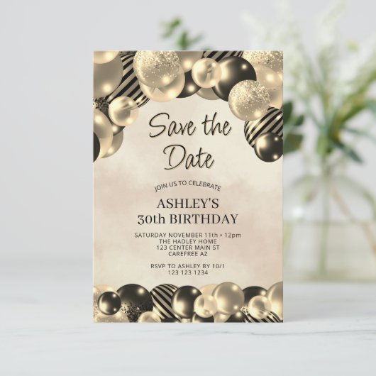 Moderne Save the Date ballonnen 30e verjaardag Kaart (Staand voorkant)