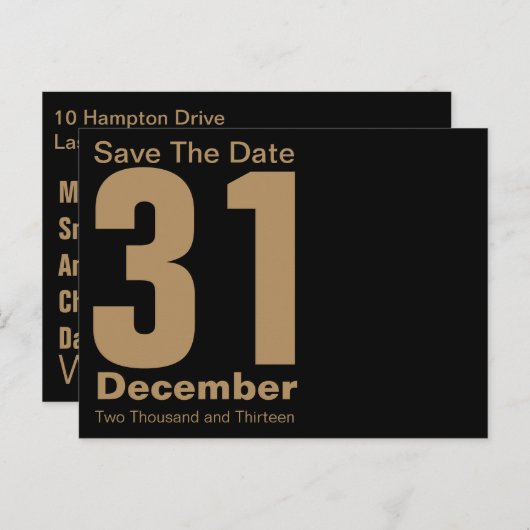 Moderne Save the Date Briefkaart Gold (Voorkant / Achterkant)