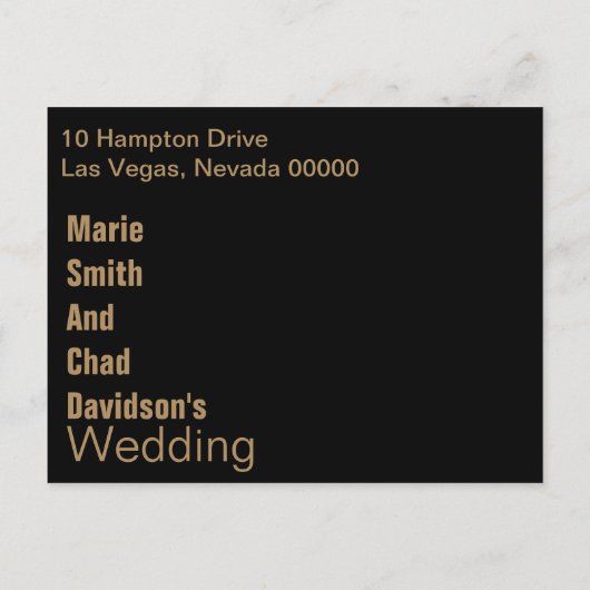 Moderne Save the Date Briefkaart Gold (Achterkant)