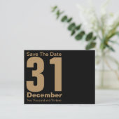 Moderne Save the Date Briefkaart Gold (Staand voorkant)
