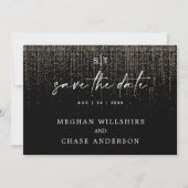 Moderne Save the Date Edgy Champagne Glitter Kaart (Voorkant)