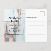 Moderne Save the Date Elegante Script Foto Aankondigingskaart (Achterkant)