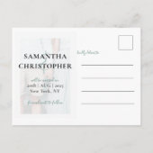Moderne Save the Date Elegante Script Foto Collage Aankondigingskaart (Achterkant)