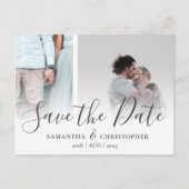 Moderne Save the Date Elegante Script Foto Collage Aankondigingskaart (Voorkant)