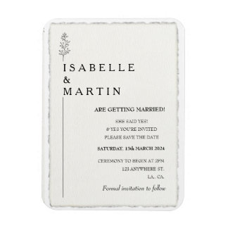 Moderne Save the Date Faux Deckled Edge Wedding Magneet