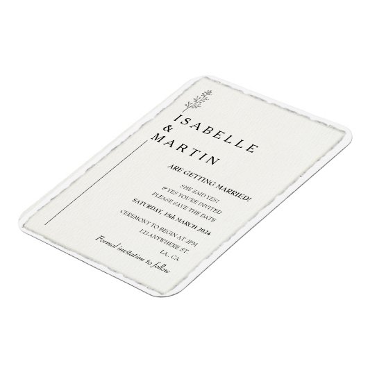 Moderne Save the Date Faux Deckled Edge Wedding Magneet (Linkerzijde)