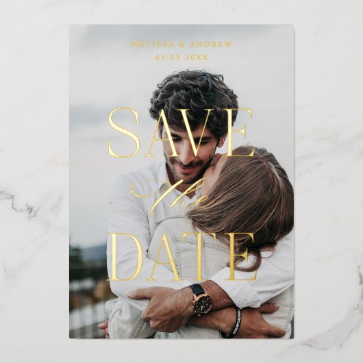 Moderne Save the Date Folie Uitnodiging (Voorkant)