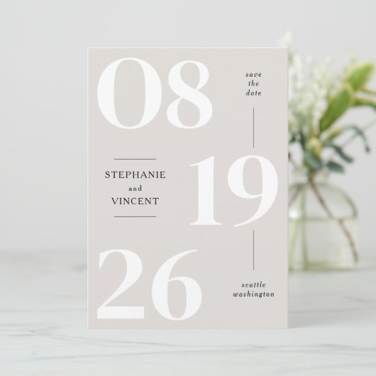 Moderne Save the Date Foto Aankondigingskaart (Staand voorkant)