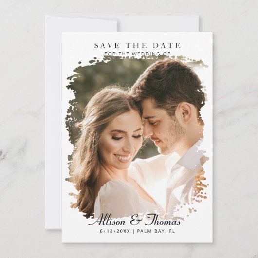 Moderne Save the Date Foto Chic bruiloft Kaart (Voorkant)