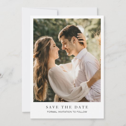 Moderne Save the Date Foto Chic bruiloft Kaart (Achterkant)