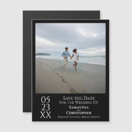 Moderne 'Save the Date' Foto Klassieke Zwarte Magn