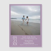 Moderne Save the Date Foto Lavendel Magneet (Voorkant)