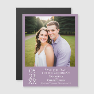 Moderne Save the Date Foto Lavendel Magneet