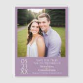 Moderne Save the Date Foto Lavendel Magneet (Voorkant)