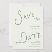Moderne Save The Date Foto Sage Groen Kaart (Voorkant)