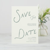Moderne Save The Date Foto Sage Groen Kaart (Staand voorkant)