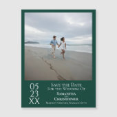 Moderne Save the Date Foto Smaragdgroene Magneet (Voorkant)