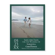 Moderne Save the Date Foto Smaragdgroene Magneet