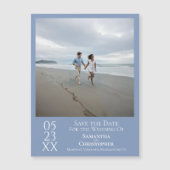 Moderne Save the Date Foto Stofblauwe Magneet (Voorkant)