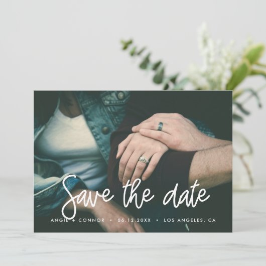 Moderne Save the date fotokaart (Staand voorkant)