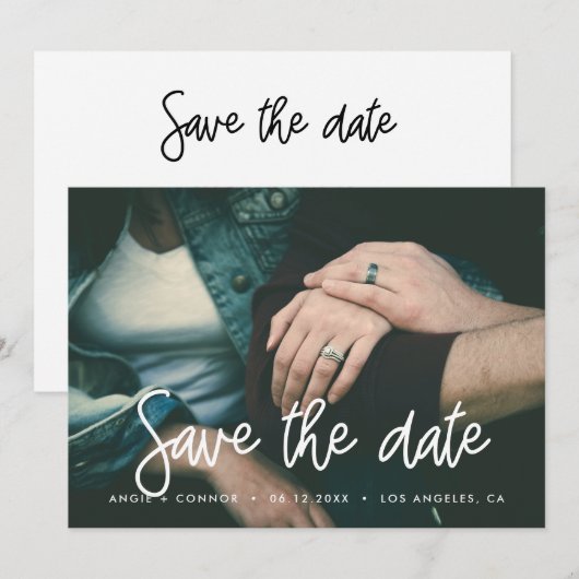 Moderne Save the date fotokaart (Voorkant / Achterkant)