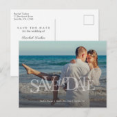 Moderne Save the Date Full-photo Overlay Wedding Briefkaart (Voorkant / Achterkant)
