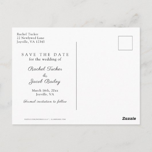 Moderne Save the Date Full-photo Overlay Wedding Briefkaart (Achterkant)