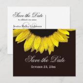 Moderne Save the Date Gele Zonnebloem Aankondigingskaart (Voorkant / Achterkant)