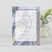 Moderne Save the Date gemarmerde Paarse Roos Agaat (Staand voorkant)