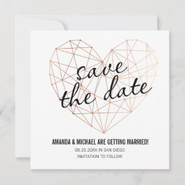 Moderne 'save the date' geometrische roos gouden h save the date