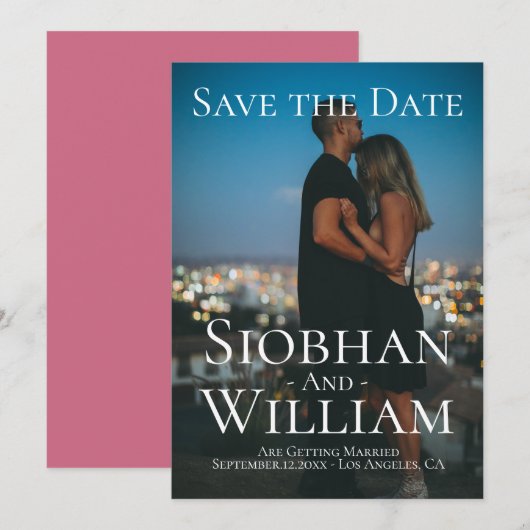 Moderne Save The Date gepersonaliseerde foto Kaart (Voorkant / Achterkant)