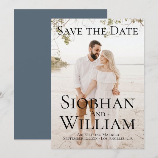 Moderne Save The Date gepersonaliseerde foto Kaart (Voorkant / Achterkant)