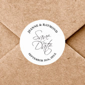 Moderne Save The Date Huwelijksaankondiging Op Maa Ronde Sticker