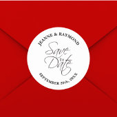 Moderne Save The Date Huwelijksaankondiging Op Maa Ronde Sticker