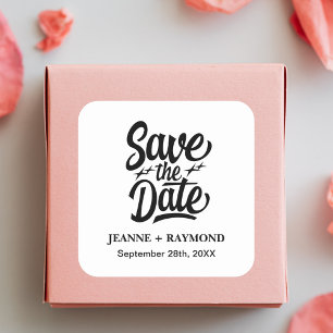 Moderne Save The Date Huwelijksaankondiging op Maa Vierkante Sticker