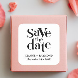 Moderne Save The Date Huwelijksaankondiging Vierkante Sticker