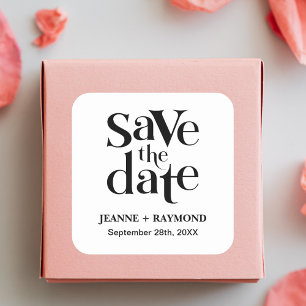 Moderne Save The Date Huwelijksaankondiging Vierkante Sticker