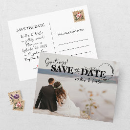 Moderne Save The Date Huwelijksfoto Aankondigingskaart