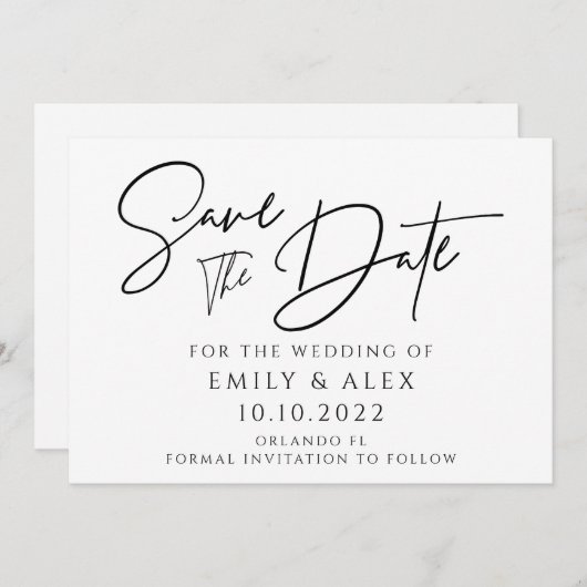 Moderne Save The Date Kaart (Voorkant / Achterkant)