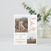 Moderne Save the Date kaart met twee foto's (Staand voorkant)