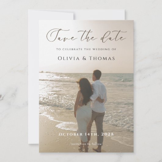 Moderne Save The Date Kaart | Minimalistische Foto (Voorkant)