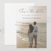 Moderne Save The Date Kaart | Minimalistische Foto (Voorkant / Achterkant)