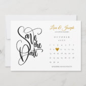 Moderne Save the Date Kalender Goud Hart Liefde Kaart (Voorkant)