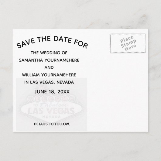 Moderne Save the Date Las Vegas Wedding Aankondigingskaart (Achterkant)