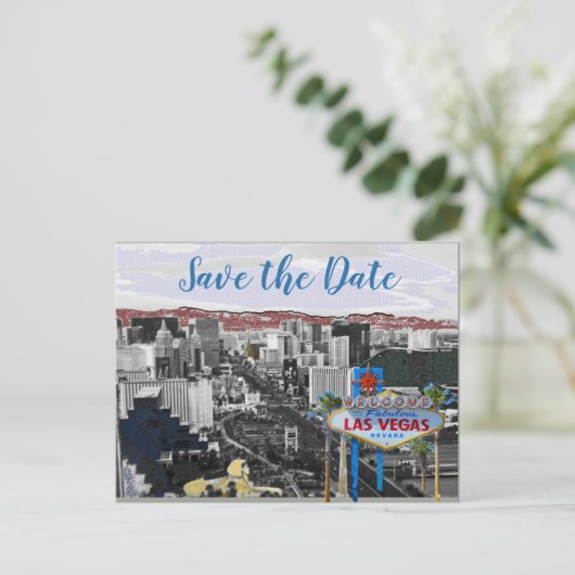 Moderne Save the Date Las Vegas Wedding Aankondigingskaart (Staand voorkant)