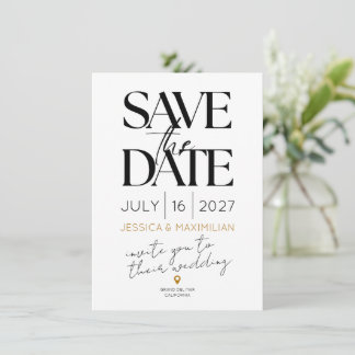 Moderne save the date met gouden accenten kaart